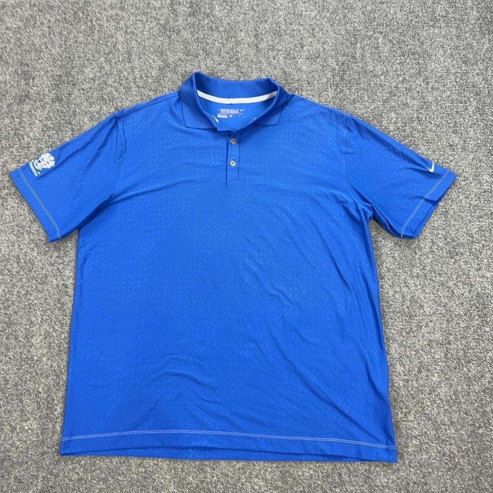 Nike Golf Tour Performance Polo Shirt Mens XL Blue Dri-FIT Golf Stretch Jersey